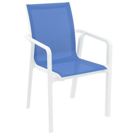 FINE-LINE Pacific Sling Arm Chair White Frame Blue Sling, 2PK FI2843628